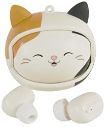 Squishmallows Cam The Cat Wireless Earbuds With Face Changing Charging Case. Play/Pause Button, Built In Microphone For Calls. 10 Meter Bluetooth Range, Volume Control.
