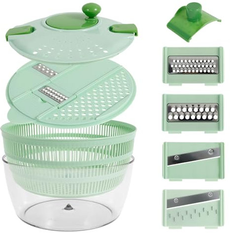 Salad Washer Spinner Chopper Bowl 4L Large Lettuce Spinner with Washing Basket Serving Bowl and Vegetable Slicer Dehydrator for Herb Berry Lettuce Household Fruit Drainer Salad Dryer