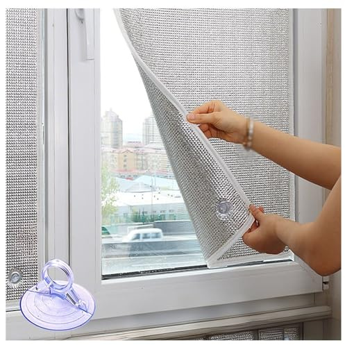 WXGZSKLV Wärmeisolierung Reflektierende Dachfenster Folie, Aluminiumfolie Sonnenschutzfolie, Hitzeschutz Fensterfolie Verdunkelungsfolie Fenster Innen oder Außen mit Saugnapf(120cm x 120cm)