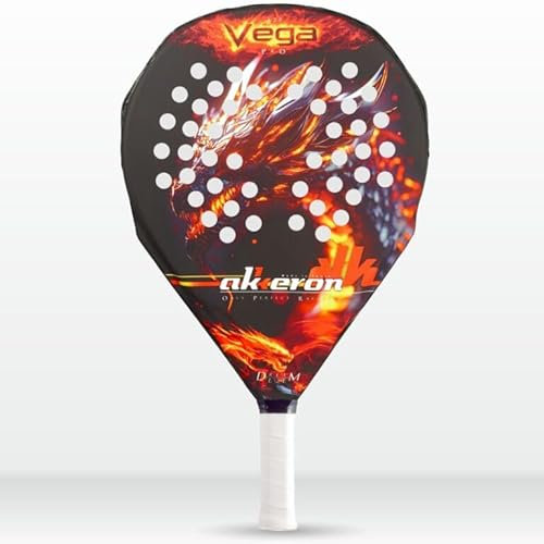 Akkeron - Pala de Padel - Modelo Vega A25 - Power EVA - Forma lagrima - Barniz Gomoso - Control/Potencia - 355/370g (Fibra de Carbono) (Fibra de Carbono)