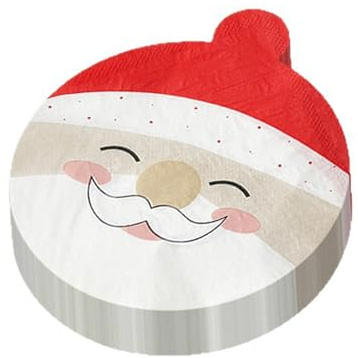 CharmBurst Set di 40 tovaglioli natalizi con motivo Babbo Natale, tovaglioli rotondi di Natale, decorazione da tavolo per feste di Natale, stoviglie per feste, carta velina