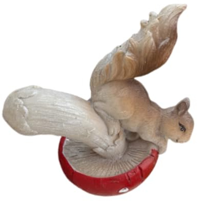 ORFOFE Wetterfeste Herbstdeko Eichhörnchen aus Kunstharz mit Pilzmotiv Charmante Gartenstatuen für Draußen und Drinnen Tierfigur zur Gartendekoration