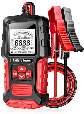 Autobatterie Tester, 12V/24V Batterietester kfz, 3Ah-200Ah Digitaler Analysator, Digitaler Autobatterieanalysator Ladekurbelsystemtester für Auto,ATV,PKW-LKW,SUV,Boot