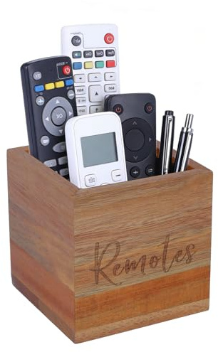 Punorric Wooden Remote Control Holder - TV Remote Holder & TV Controller Holder, Solid Wood Desk Organiser Tidy for Remotes/Stationery/Cosmetics, Living Room/Bedroom/Office
