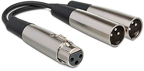 Hosa YXM-121, Y Cable, XLR3F to Dual XLR3M, 6 in