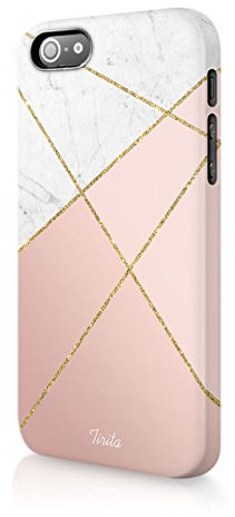 Tirita Compatible with iPhone 6 & 6s Hard Case Phone Cover Golden Marble Pink PRINTED GLITTER, NO REAL GLITTER Trendy Fashion Gift Present Cute Design