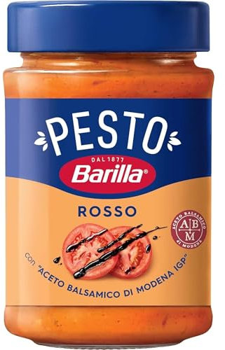 Barilla Pesto Rosso 12x200g | Glutenfreie Italienische Pasta-Sauce mit italienischen Tomaten und Balsamico-Essig aus Modena, Nudel-Soße, rotes Pesto
