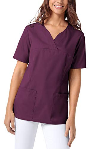 CLINIC DRESS Schlupfkasack Damen Kasack für die Pflege 1/2 Arm Regular Fit Länge ca. 70 cm 50% Baumwolle 95 Grad Wäsche Pflaume, S