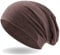 Hatstar Damen Beanie Mütze | mit edler Strass Nieten Applikation | Mädchen Mütze | elastisches Slouch Long Beanie | leicht und weich (Braun meliert)