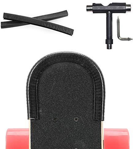 YOUSHARES 2 Pack Skateboard Deck Nasen Wächter und Schwanz Wächter, Elektro-Longboard-Kantenschutz mit Skateboard-Tools, T-Type Skate-Tool (Schwarz)