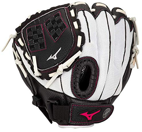 Mizuno Gpp1105f3 Prospect Finch Series Gants de Softball pour Enfant 28 cm Unisexe, Toile Trident Blanc/Noir/Rose, 11