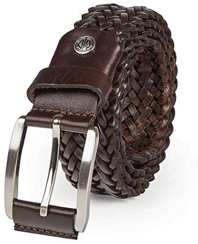 LINDENMANN Flechtgürtel Herren Vollledergürtel aus Vollrindleder, 35 mm breit, Gürtel, Ledergürtel, Flecht-Ledergürtel, dunkelbraun