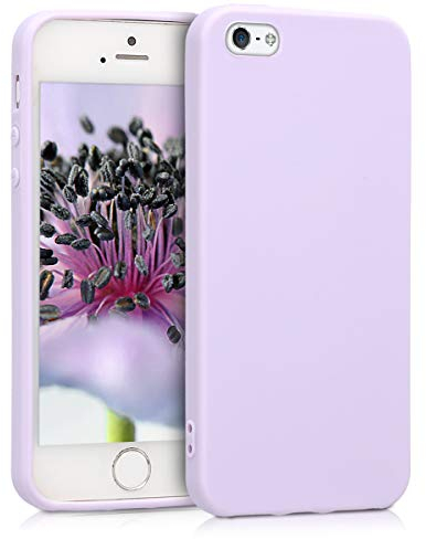 kwmobile Hülle kompatibel mit Apple iPhone SE (1.Gen 2016) / iPhone 5 / iPhone 5S Hülle - weiches TPU Silikon Case - Cover geeignet für kabelloses Laden - Lavendel