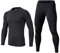 BUYKUD Kids' Boys Long Sleeve Base Layer Compression Underwear Athletic Shirt Tights Top & Bottom Set, Black, Label Size: 30