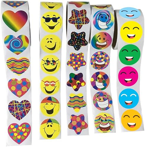 Sticker Roll 5 Rolls of Back to School Sticker Party Supplies Stickers for Kids Teachers 500 Stickers