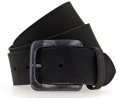 Vanzetti Gürtel, Unisex Ledergürtel, gewachst, 45 mm breit, schwarz, 80 cm