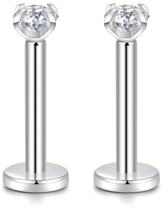 G23 Titan 3 mm klar CZ 16G Labret Monroe Lippenstifte mit Innengewinde Helix Knorpel Tragus Ohrring Piercing