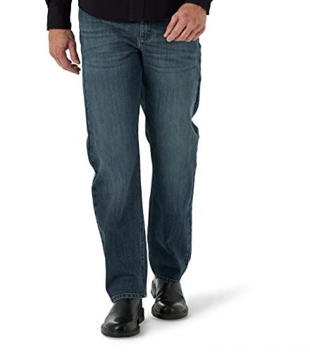 Wrangler Men's Free-to-Stretch Relaxed Fit Jean, Marine, 40W x 32L