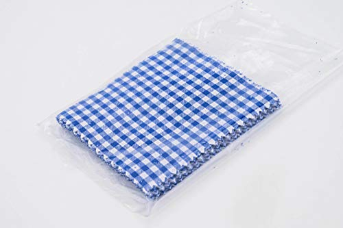Flaschenbauer- 25x blau-weiß Karierte Textildeckchen mit cremefarbigen Schlaufen zum Befestigen der Deckchen. Dekoration für Einmachgläser und Einweckgläser. EIN Muss für DIY-Projekte und Geschenke.