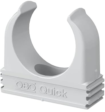 100x OBO Bettermann M32 Quick-Schellen | Klemmschelle | Rohrschelle | anreihbar | lichtgrau | 32mm | 100 Stück