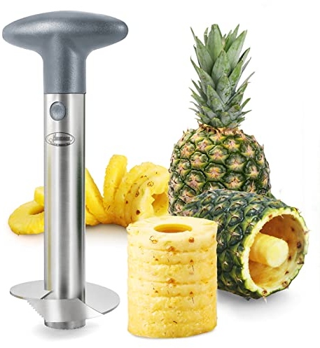 Newness Ananasschneider, Ananas-Entkerner Schneider, Ananasschäler Edelstahl Core Entferner Werkzeug für Home & Küche mit scharfe Klinge, Grau