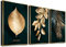 bestpricepictures Bild 120x80 cm gerahmt dunkler Hintergrund und goldene Blätter Bilder auf Leinwand Markenware Kunstdrucke 4414