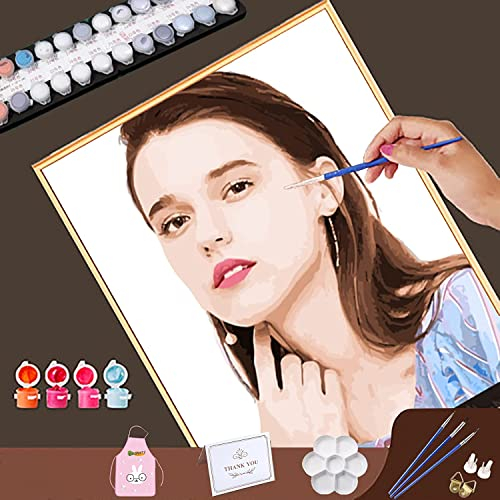 GJJHRA personalisiert malen nach zahlen erwachsene/kinder/madchen eigenem foto diy mit rahmen,Kostenfreie Schürze und einfache Staffelei - 40 * 50CM