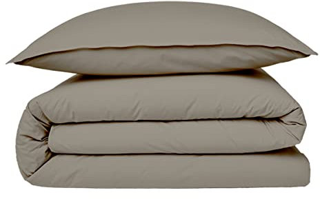 FUTURE HOME - [Housse de Couette Vendue à l'unité 1 pièce avec Finition Rabat/Bouteille en 100% Coton Premium 57 Fils Unie Vison 2 Personnes 260x240cm