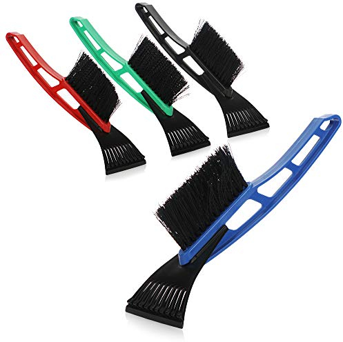 com-four® 4X Eiskratzer mit Besen in bunten Farben, Eisschaber, Scheibenkratzer [Auswahl variiert] (04 Stück - Eiskratzer mit Besen)