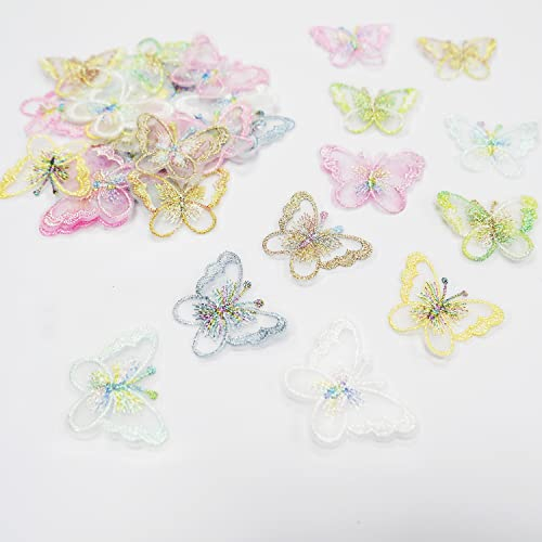 20 Stück Spitze Organza Stickerei Schmetterling Applique Patches Sticker Aufnäher Applikation Flicken zum Aufnähen Gestickte Basteln und Dekorieren Kleidung Gardine Tischtuch Taschen Schal,Mischfarbe