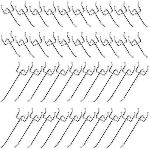 40 Pièces Accessoires pour Panneaux Perforés, Crochet Mural Perforé, Crochet pour Panneau Perforé, pour les Rayons des Supermarchés, les Présentoirs et les Outils de Décoration Murale (Argent)