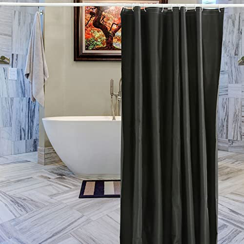 Trimming Shop Rideau de Douche avec 12 Crochets, Rideau de Salle de Bain résistant à la moisissure, Rideau de Bain uni, 180 x 180 cm de Long, Doublure de Rideau de Douche Lavable, Noir
