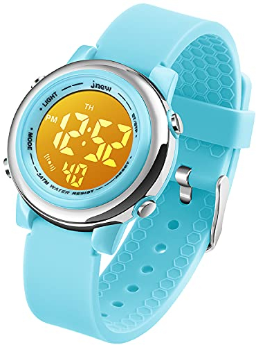 VenSten Kinder Digital Sport Uhren-Jungen Mädchen Wasserdicht Armbanduhr Sportuhr mit Wecker Datum Chronograph 7 LED Hintergrundbeleuchtung für Little Jugendliche Jungen - Hellblau