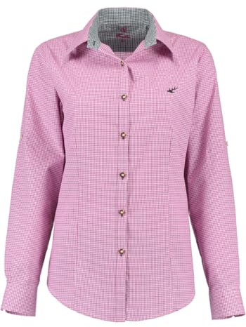 OS Trachten Damen Bluse Langarm Trachtenbluse mit Liegekragen Ututu