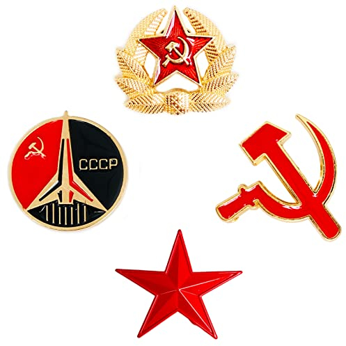 4 Pièces Broche, Broche Étoile Symbole, Étoile Faucille Marteau Emblème, pour Vêtements Sacs Vestes Bijoux Accessoires