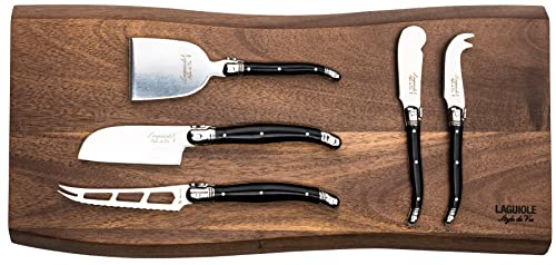Laguiole Style de Vie Premium Line - Juego de cuchillos para queso (5 piezas), color negro