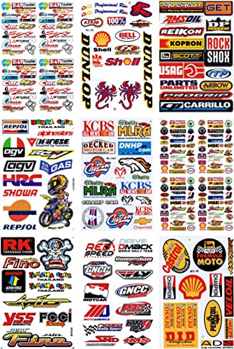 Set Konvolut 9 Bogen Bögen Sponsoren Sticker Aufkleber Folie 270 mm x 180 mm wetterfest für Auto Motorrad Modellbau Skateboard