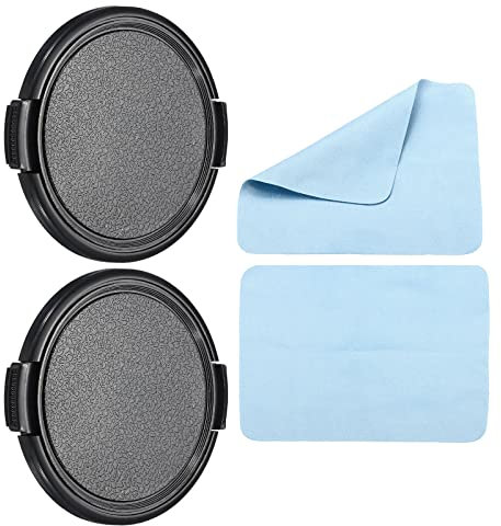 PATIKIL Camera Lens Cap, 2 Pack Sides Pinch Front Lens Cover with Microfiber Cleaning Cloth for 62mm Thread Universal DSLR Lenses for Nikon, for Fujifilm, for Pentax, for Leica