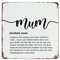 Familienspruch Rustikales Metallschild Wandkunst Dekor Mum Definition Drucker Schriftart Holzmaserung Inspirierendes Shabby Metallschild für Zuhause Kabine Haustür Außendekoration 38,1 x 38,1 cm