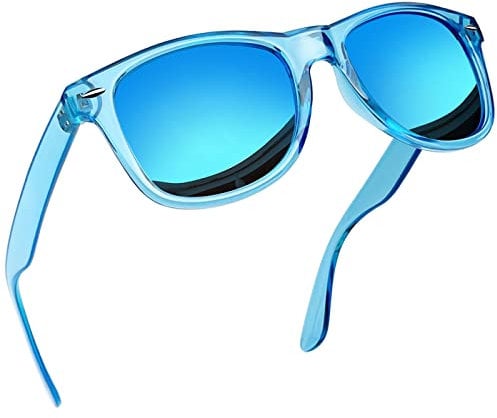 Joopin Square Polarised Sunglasses for Men Women UV Protection Unisex Mirror Retro Sunglasses Man for Driving Hiking Fishing Sports (Transparent Blue Blue)