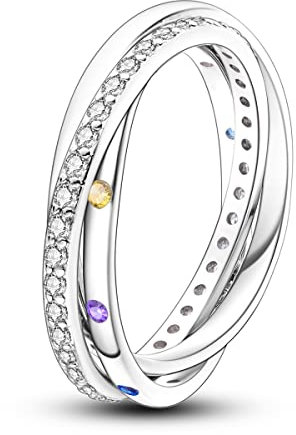 NARMO Ringe für Frauen Linie Band Ring Cubic Zirkonia Ringe 925 Sterling Silber Ring Größe 54mm