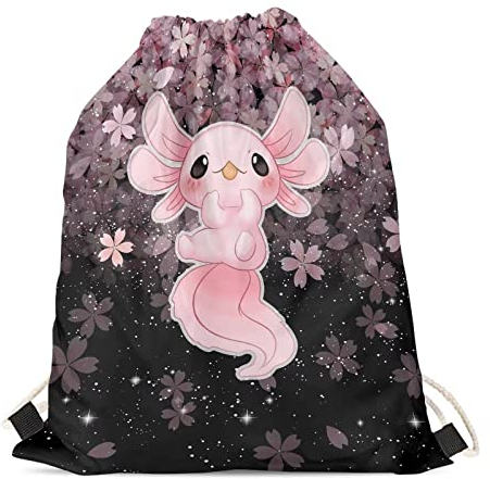 Upetstory Turnbeutel mit Tiermuster, Kordelzug, für Jugendliche und Kinder, Rucksack für Schule, Axolotl, Einheitsgröße, Reiserucksäcke