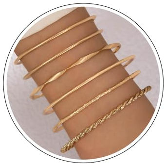 Wendalern Gold Manschette Armreif Set Stapeln dünne Manschette Armreifen indischen Bollywood offene Manschette Armreifen einstellbar ethnischen glänzend strukturierte Armbänder Schmuck für Frauen