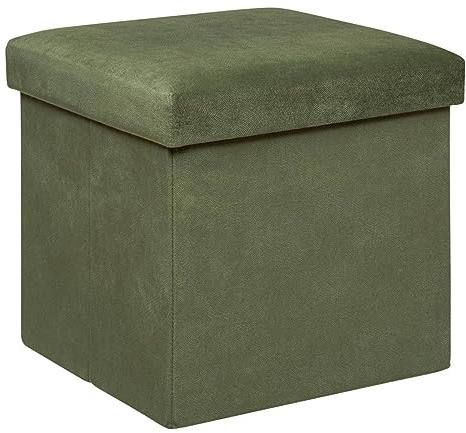 Atmosphera - Truhenhocker Lilou Samt - 38x38 cm - Grüner Khaki