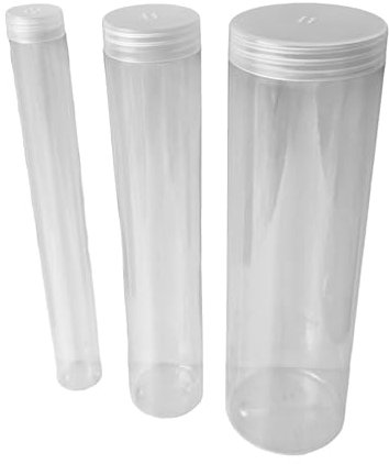 SHC Web Pack of 3 Clear Brush Tubes - Artists Paintbrush Holder Container - Transparent Plastic with Screw Lid - Storage for Makeup Brushes
