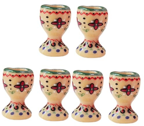 Toyvian 6 Piezas Mini Copa De Vino De Cerámica Hueveras En Miniatura De Pascua para Pintar Casa De Muñecas En Miniatura Decoración De Manos Taza En Miniatura Niño Bandeja Bolsillo