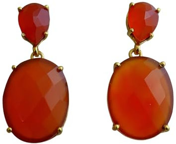 Carneol Vergoldet 925 Silber Ohrringe - Natürlicher Edelstein - Geburtstagsgeschenk - Weihnachtsgeschenk - Handgefertigte Geschenkideen für Frauen