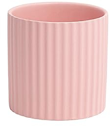 budiniao Style Nordique Ins rayé Pot de Fleurs en céramique Pots jardinière Plante Verte conteneur intérieur Lisse Surface Ornement décoration Cadeaux, Rose, 10 * 10cm