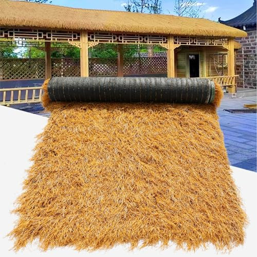 Teja De Paja Artificial, Techo De Paja Sintética, Rollos De Paja De Palma Mexicana, Techo Paja Falsa, Paja SintéTica De Plástico Tipo Alfombra PE, Para Decoración De Paredes Gazebos Patios Jardines (