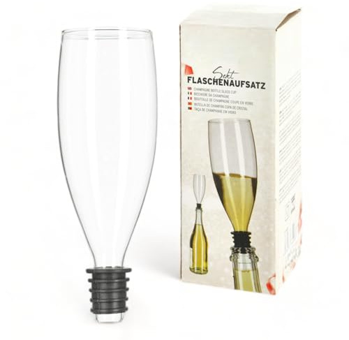 MIJOMA Elegantes Sektglas zum Aufstecken auf Flaschenhals, Glas-Flaschenaufsatz mit Silikondichtung, Praktisches und Stilvolles Accessoire für jeden Sektliebhaber, ca. 16 x 5 cm (Sektglas)
